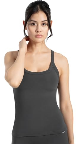 SMILODOX Tanktop Damen Missie, figurbetontes Sporttop mit schmalen Trägern, Unterhemd breiter Bundabschluss, Stretch-Komfort Shirts, ideal für Alltag, Freizeit, Training, Layering & Athleisure Looks