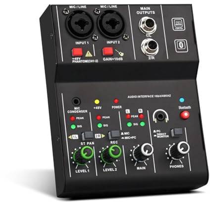 Eighosee Mini USB Audio Interface Mixer: 2 Channels for Efficient Guitar Recording & Studio Singing