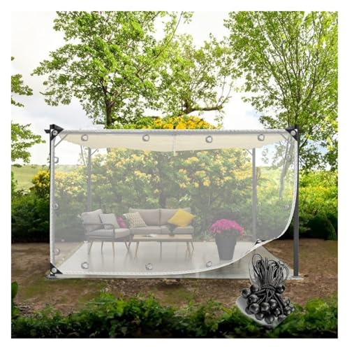 QSTGX Telo Trasparente Occhiellato Riutilizzabile Resistenti Impermeabili per Patio, pergola, Veranda, Gazebo Tenda divisoria(16.4x19.68ft/5x6m)