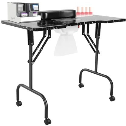 JJsdwin Faltbarer Nageltisch, Tragbarer Maniküre Tisch mit Absaugung, Maniküretisch Nageltisch für Trimmen, Schönheit und Nagelpflege, Tragfähigkeit 30-40kg