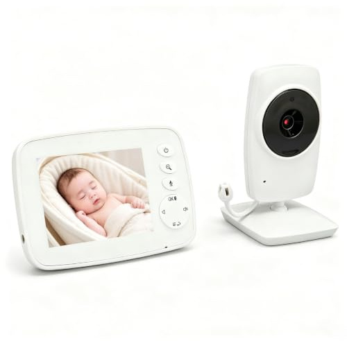 Plyisty Batteriefreier Babyphone mit Kamera und Echtzeit-Temperaturüberwachungsgeschenk für Neue Eltern (EU-Stecker)