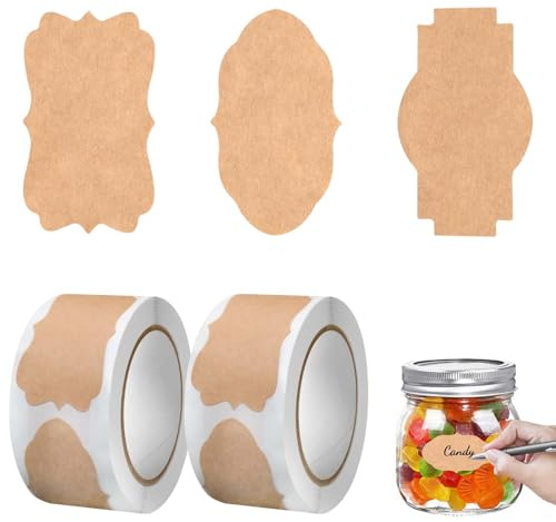 500 Stücke Kraft Etiketten Aufkleber, 50x30mm Selbstklebend Aufkleber Selbst Gestalten, Beschriften Etiketten Marmeladengläser Etiketten Geschenk Dekor Sticker für Handwerk Geschenkverpackung