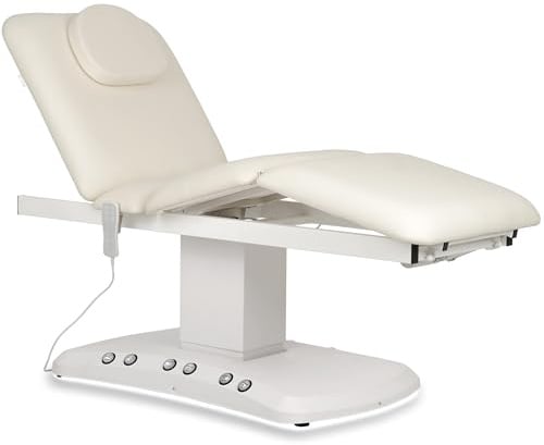HABYS Kosmetikliege Elektrisch mit Heizung Serenity Ergo 4 (Weiß) | Elektrische Massageliege 3 Motoren bis 150 kg, Beheizbare Liegefläche 35–60°C, Höhenverstellung 61–81 cm, RESET-Funktion