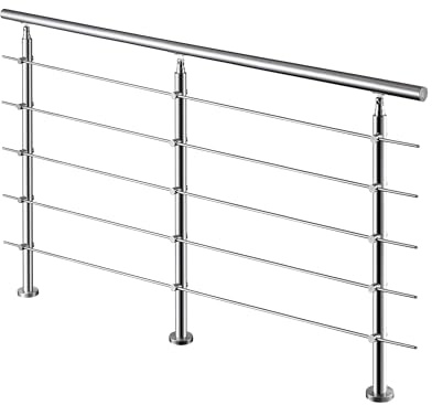 Aica Edelstahl-Geländer 240×106 cm Treppengeländer & Handlauf mit 5 Querstäben für Innen- und Außenbereich Einfache DIY-Montage