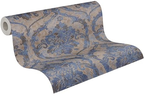 A.S. Création Stein-Vliestapete – Creme, Beige, Metallic – 10,05 x 0,53 m | Natürliche Steinoptik als Akzentwand – schimmernde Strukturtapete, ansatzfrei & spurlos abziehbar – für Wohnzimmer & Flur