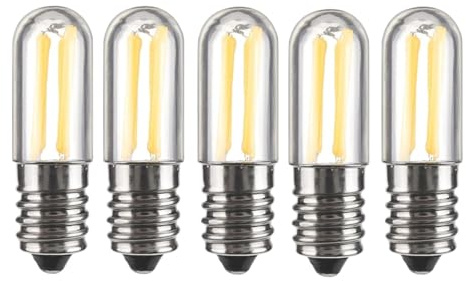 JrEam 5Pcs E12 E14 LED Bulb Dimmbar 110V 220V Kühlschrank Licht 4W Lampe Filament COB(Warm White,E12 220V_YES_4W)