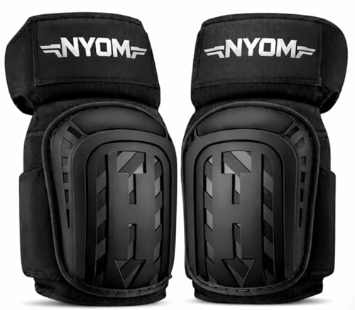 NYOM Heavy Duty Knee Pads for Work – Professional Gel Cushion & High Density Foam Work Knee Pads with Adjustable Non-Slip Straps – Construction, Flooring, Tiling & Gardening Knee Pads