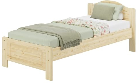 Erst-Holz Massivholzbett Einzelbett Holzbett 90x200 Kiefer unbehandelt mit Zubehör V-60.37N-09