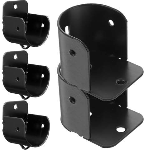 HEALSOPTHY 6 Pièces Support de Bride en Fer Noir pour Tringle de Placard et Rideau, Fixation Murale Solide pour Organiser Les Vêtements Résistance Élevée