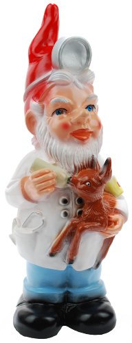 Frankenland Design Gartenzwerg mit REH als Tierarzt, ca. 34 cm hoch, PVC