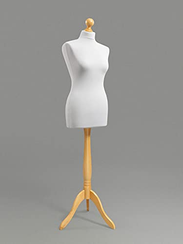 LUCCESI | Schneiderpuppe Damen Büste/Torso | Größe/Size: M (36-38) | Bezug grau | Standfuss buche | weibliche Schneiderbüste