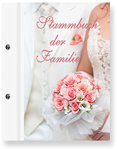 Stammbuchshop stb_Wedding a4 Familienstammbuch, Weiß, Rosa, 31 x 24 x 1,7 cm