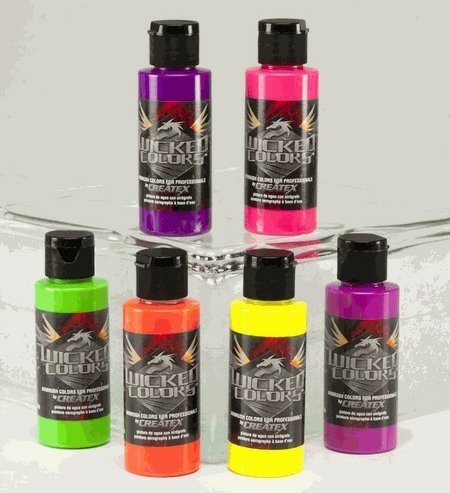 Airbrush-Farbe – Wicked Fluoreszierendes Set – 6 x 60 ml – #W103