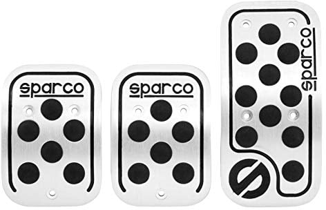 Sparco SPC0406BK ALUMINIUM RACING-PEDALE MIT Rutschfestem Gummi, Schwarz