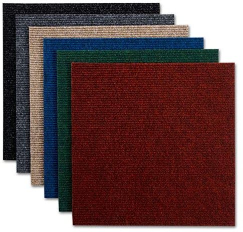 casa pura® Commercial Carpet Tiles, Merci - Red (1 m²) Pack of 4 Tiles, 50x50cm | Hard Wearing, Self Adhesive