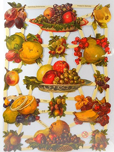 Glanzbilder Obst Obstkorb EF 7252 Oblaten Posiebilder Scrapbook Deko GWI 324