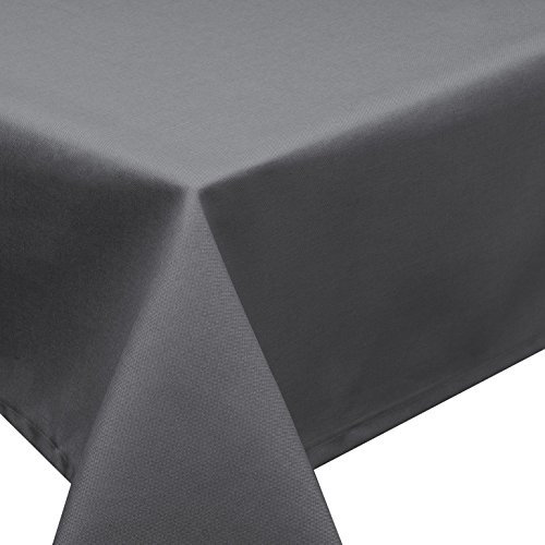 Tischdecke Fleckschutz Lotus Effekt Garten LEINEN Optik bügelfrei abwaschbar Uni Farbe Anthrazit Größe eckig 160x260 cm