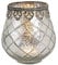 Vintage Kerzenglas Windlicht silber in 14 cm - Modernes Windlichtglas als Kerzenständer Laterne und Teelichthalter - Boho Kerzenhalter Teelichtglas für Wohnzimmer Tisch-Deko, Balkon, Hochzeit