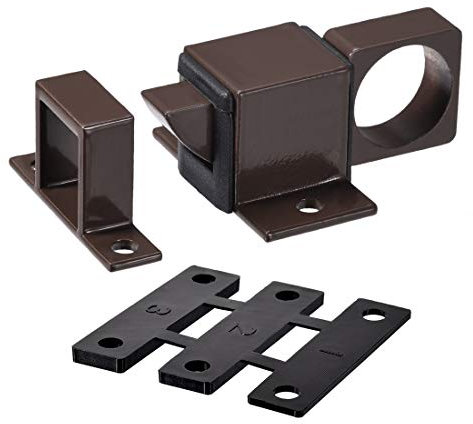 sourcing map Pestillo de puerta, seguridad de aleación de aluminio, cerradura automática de rebote de resorte para puerta de ventana (marrón)