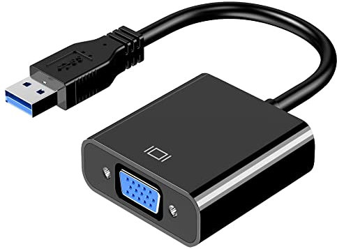 USB to VGA Adapter, USB 3.0/2.0 to VGA Adapter Multi-Display Video Converter- PC Laptop Windows 7/8/8.1/10,Desktop, Laptop, PC, Monitor, Projector, HDTV, Chromebook. No Need CD Driver. (Black)