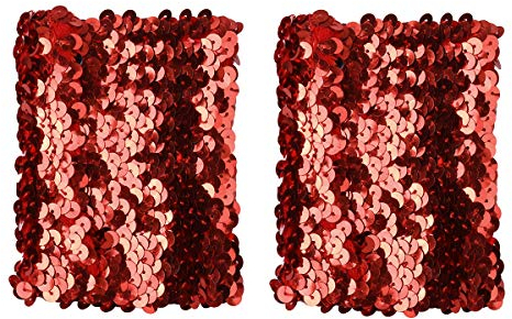 CHICTRY Damen Glänzend Pailletten Armstulpen Fingerlose Handschuhe Wrist Stulpen Braut Brautjungfer Handschuhe Hochzeit Party Cosplay Rot Einheitsgröße
