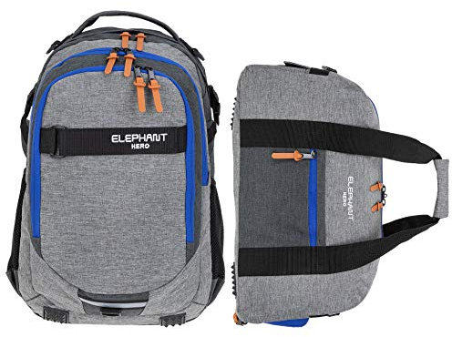 2 Teile Set Elephant Rucksack Hero Signature Schulrucksack Jungen Mädchen mit Sporttasche 12723 rs (Two Tone Grey-Blue (grau-blau))