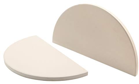BBQ Future Ceramic Heat Deflector Plates for Kamado Joe Classic I, II, III,Half-Moon 2-Pack, White