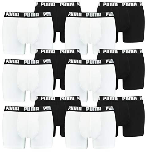 PUMA 12 er Pack Boxer Boxershorts Men Herren Unterhose Pant Unterwäsche, Farbe:301 - White/Black, Bekleidungsgröße:M