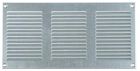 Steinberg14 Griglia di Ventilazione Rettangolare 300x150 mm - Griglie di Aerazione in Metallo Zincato - Serranda di Scarico dell'aria con Zanzariera - Copri Bocchetta Interna a Parete e a Soffitto