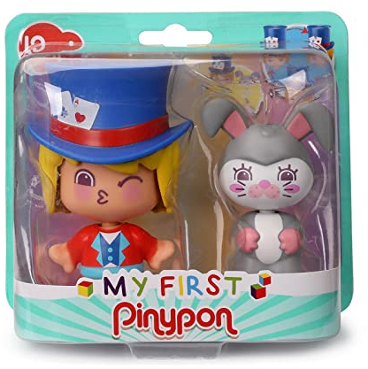 My First Pinypon 700017040 Zauberer und Hase, 2 Mini-Spielfiguren mit 3 verschiedenen Gesichtern und austauschbaren Körperstücken zum Lernen von Farben und Formen, Babys ab 12 Monaten, Mehrfarbig,