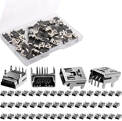 RUNCCI-YUN 50Pcs Mini connecteurs USB Type B Femelle, 5 Broches, connecteur Dip à Angle Droit