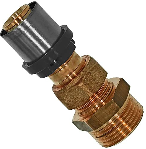 MegaHaustechnik Verschraubung 2-teilig mit 3/4 Rohr Zoll Außengewinde AG für 20,0 x 2,0 mm Mehrschicht Alu Verbundrohr Außendurchmesser x Wandstärke Press Fitting aus Messing TH U Profil Kontur