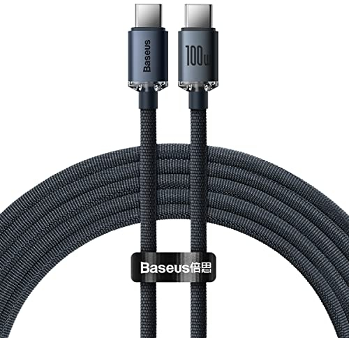 Baseus Crystal Shine Series USB-Kabel für schnelles Aufladen und Datenübertragung, USB Typ C, 100 W, 2 m, Schwarz (CAJY00070)