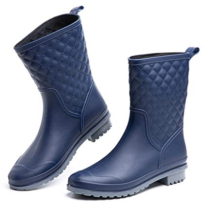 Stivali Gomma Donna Stivaletti Pioggia Chelsea Rain Boots Wellies Ankle Boots Stivaletti Impermeabili Scarpe da Pioggia Blu Taglia EU 37