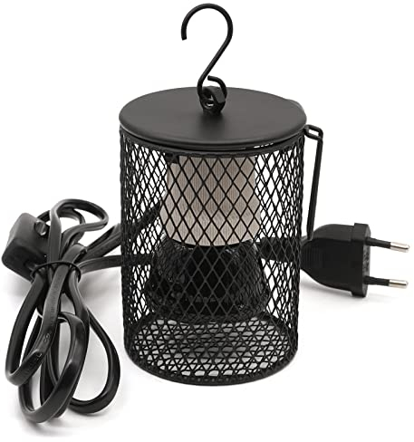 BREUAILY Reptilien Wärmelampe mit Schutzkorb E27 Wärmelampe Keramik Terrarium Reptilien Heizlampe für Amphibien Reptilien Tiere Lizard Turtle Snake Chamäleon Vögel Hühner (EU Plug) (50W)