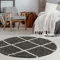 THE RUGS Shaggy Rug – Modern Moroccan Design Rugs for Living Room, Bedroom, Hallway, 3 cm Thick Area Rugs, (Diamond Dark Grey/Ivory, 120cm Round)