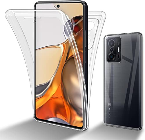 LIUKM Funda para Xiaomi Redmi Note 12 5G,360 Grados Doble Cara Claro Carcasa,PC Dura Bumper + TPU Silicona Case con Antigolpes Protectora,Pantalla Protector Cover - Transparente