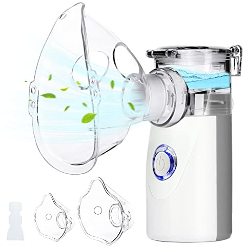 Wholede Aerosol Portatile, Aerosol Ultrasuoni Silenzioso, Nebulizzatore Inalatore Silenzioso Portatile con 2 Maschera e 1 Boccaglio,Aerosol Silenziosi per Adulti e Bambini