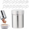 Flour Sugar Salt Shaker, 7oz Stainless Steel Chocolate Shaker 16 Pcs Barista Stencils Icing Sugar Salt Cocoa Flour Coffee Shaker Sifter for Kitchen Craft