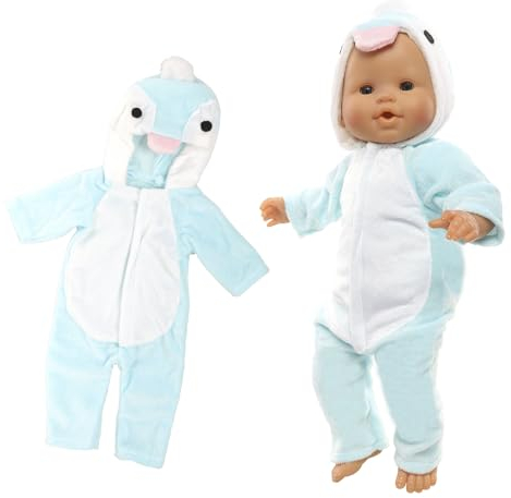 Miunana Kleidung Outfits Overall für Baby Puppen, Puppenkleidung 35-43 cm Puppenbekleidung (Pinguin)