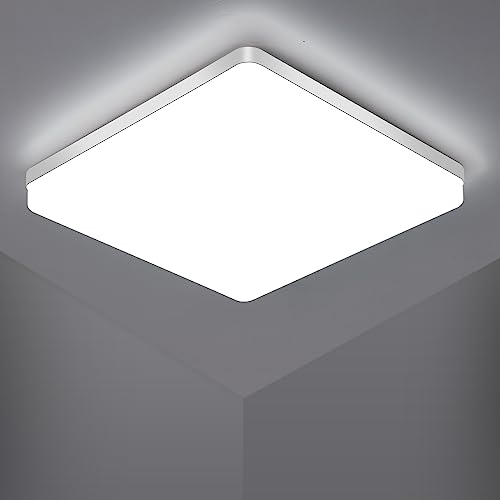 Riserva Quadratische LED Deckenleuchte 48W, LED Deckenlampe, IP44 6500K Kaltweiß LED-Deckenleuchte, Deckenleuchte Anwendbar in Badezimmer, Wohnzimmer, Küche, Schlafzimmer, Flur, Balkon, Garage, 30 CM