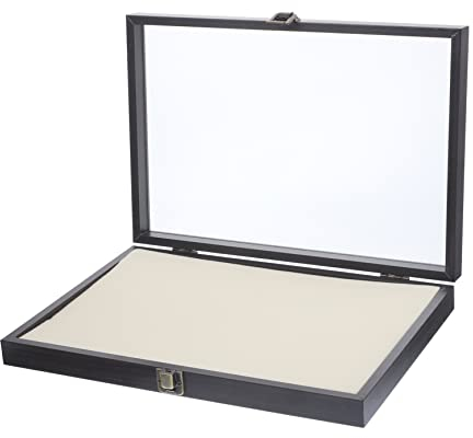 ULDIGI Ohrringe Schmuck-Medaillen-Display-Box Transparenter Behälter Holzrahmen Transparente Display-Box Abzeichen-Band-Vitrine Broschen-Pin-Display-Halter Schmuck-Organizer Ohrringe