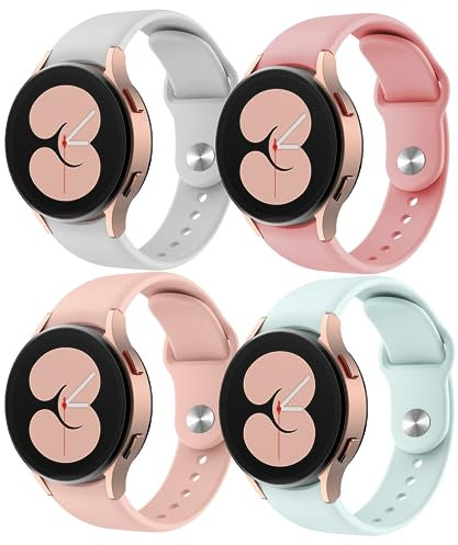4 Pezzi Cinturino per Samsung Galaxy Watch 6/5/4 40mm 44mm/Watch 6 Classic 43mm 47mm/Watch 5 Pro 45mm/4 Classic 42mm 46mm,20mm Nessun divario Cinturini Silicone Bracciale,Bianco/Rosa rosa/Rosa/Azzurro