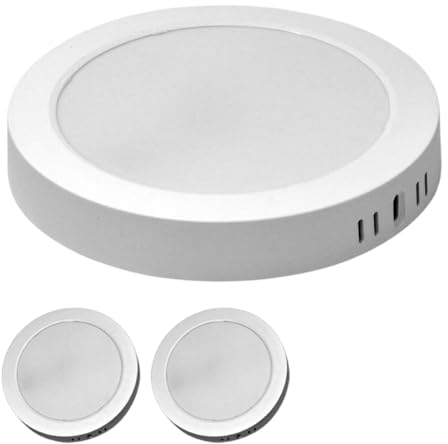 ZONE LED Lot de 2 panneaux LED 18 W - Montage en saillie - Plafonnier en plastique - IP20 - Rond - Diamètre : 21,6 cm - Blanc lumière du jour - 4000 K