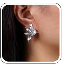 Atentuyi Flor De Loto Pendientes De Cristal Espiga De Plata De Oro Clúster Marquesa Pendientes De La Boda Cz Hoja Pendientes De Novia Rhinestone Joyería Para Las Mujeres Y Las Niñas