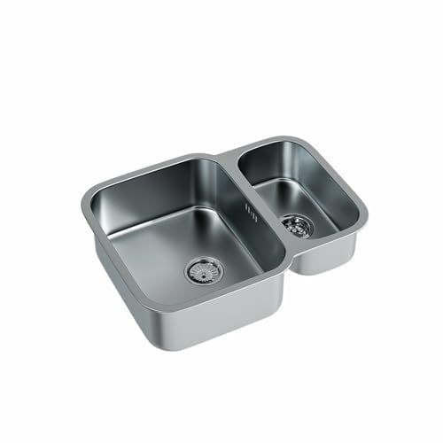 Flode Nur Polished 1.5 Bowl Stainless Steel Undermount Sink - Supplied with Chrome Basket Waste