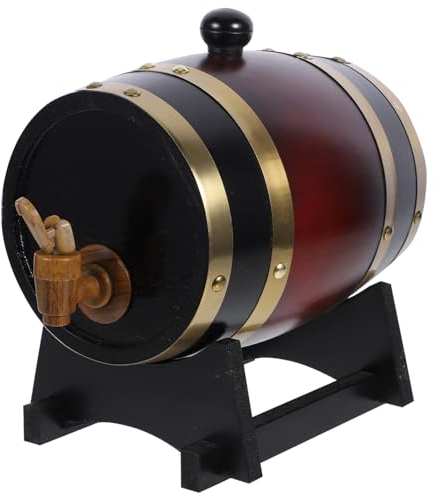 Luxshiny 1. Barriles De Envejecimiento De Madera De 5 litros con Soporte: Mini Dispensador De Barril De Whisky Decantador De Barril De Whisky Casero para Vino Licores Cerveza 24X16X16 Cm