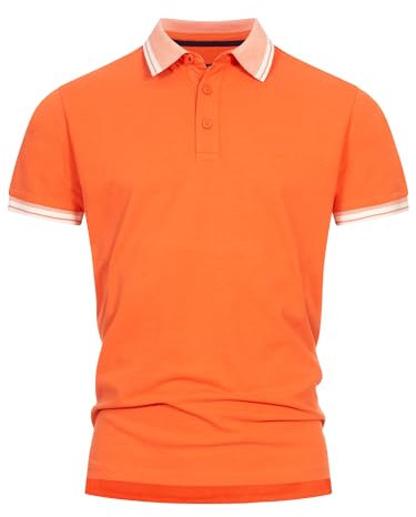 Indicode Herren INJamie Poloshirt aus 100% Baumwolle | Herrenpoloshirt Polokragen Baumwollshirt Flamingo, S