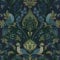 Grandeco Peacock and Leaf Scrolls Opulent Damask Textured Wallpaper, Green Blue