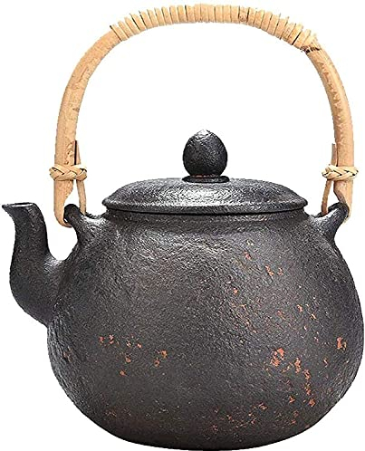 OQHAIR Teiera in ghisa in Stile Giapponese con infusore Teiera in ghisa da 1675 ml con Manico in bambù Teiera antiruggine per Stufa elettrica in Ceramica Confezione Regalo Fatta a Mano Te